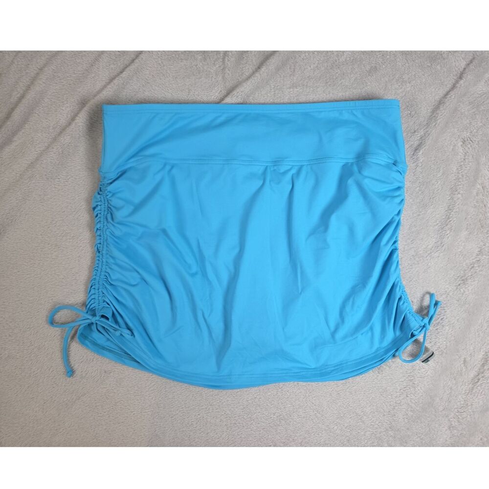 Lands' End Teal  Swim Skirt Adjustable Cinch Sides Built-In Brief Size 14 Tall